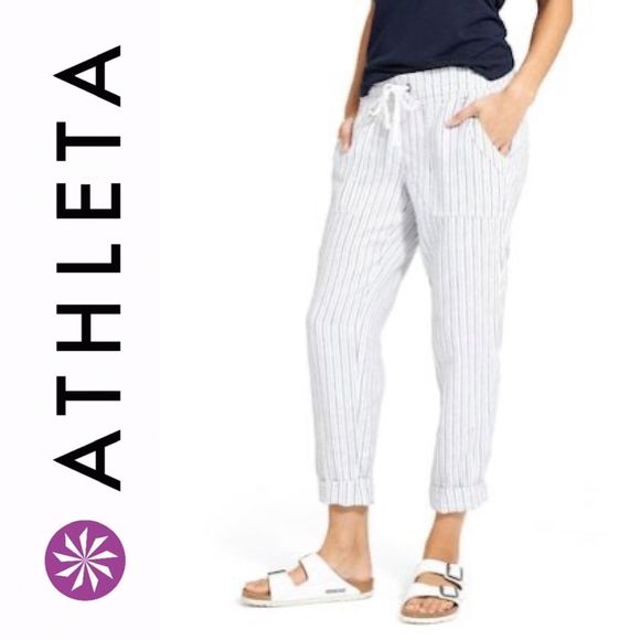 Athleta Pants - 100% Linen Athleta Striped Pants